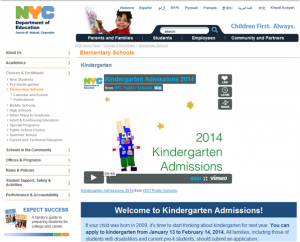 screenshot thumbnail image of kindergarten registration website.  Links to kindergarten registration page.