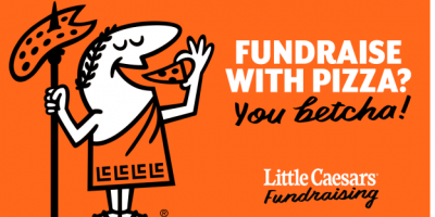 image of little caesar's pizza logo. link to fundraising flyer