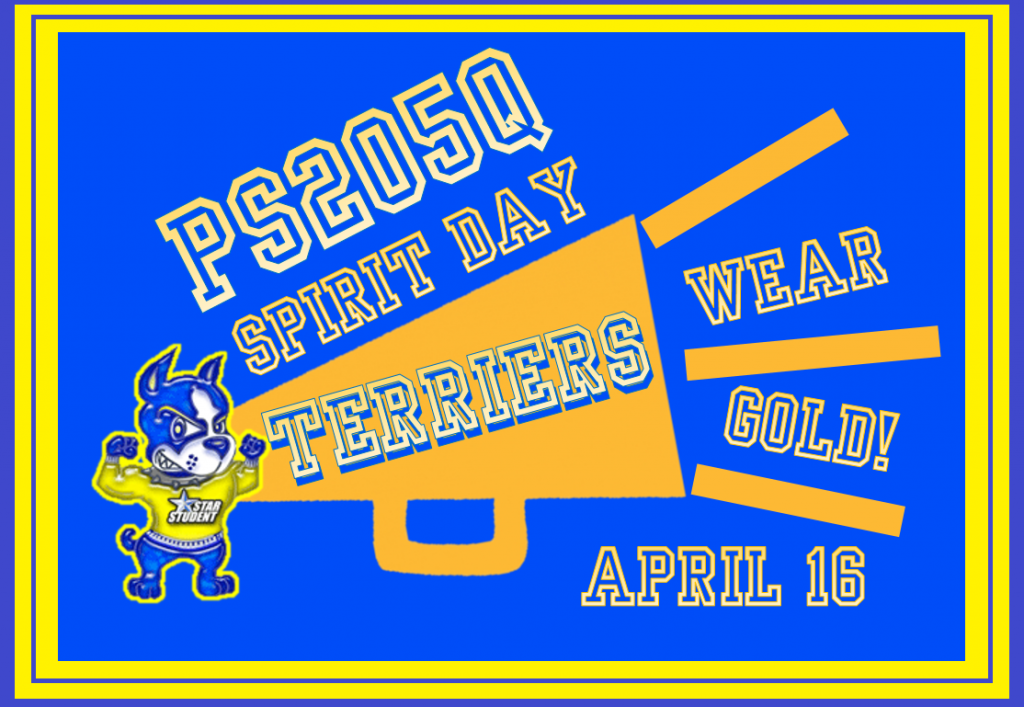 wear gold april 16th for PS 205 Spirit Day