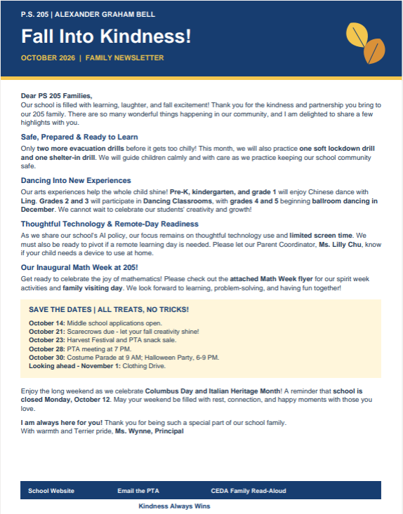 october 2026 family newsletter